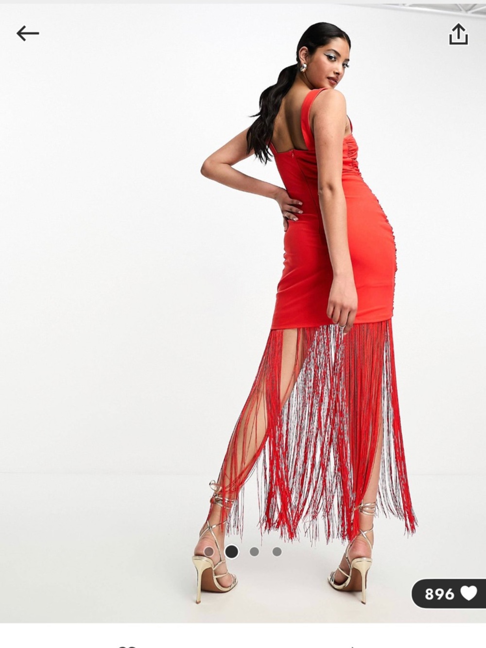 ASOS Design Coral Fringe Dress